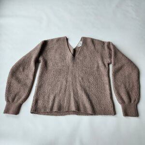 Pink Rose Brown Knit Baggy Sweater Womens Small Bulky Sleeve